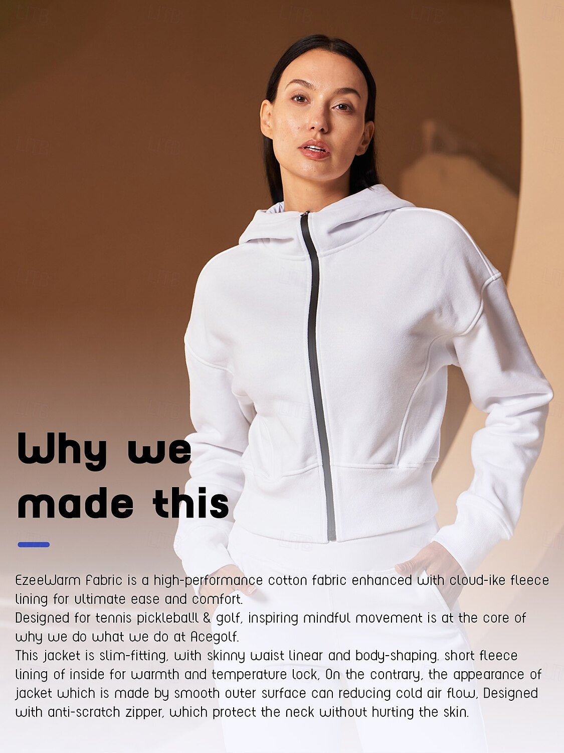 More Than Basic Tennis Fleece Cropped Hood Jacket