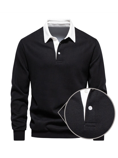 More Than Basic Men's Golf Button Up Collared Sweatshirt