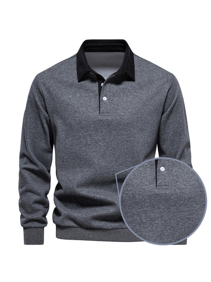 More Than Basic Men's Golf Button Up Collared Sweatshirt