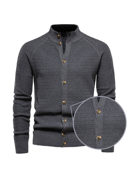 More Than Basic Men's Golf Knit Button Up Cardigan