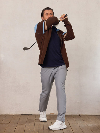 More Than Basic Men's Golf Knit Full Zip Cardigan