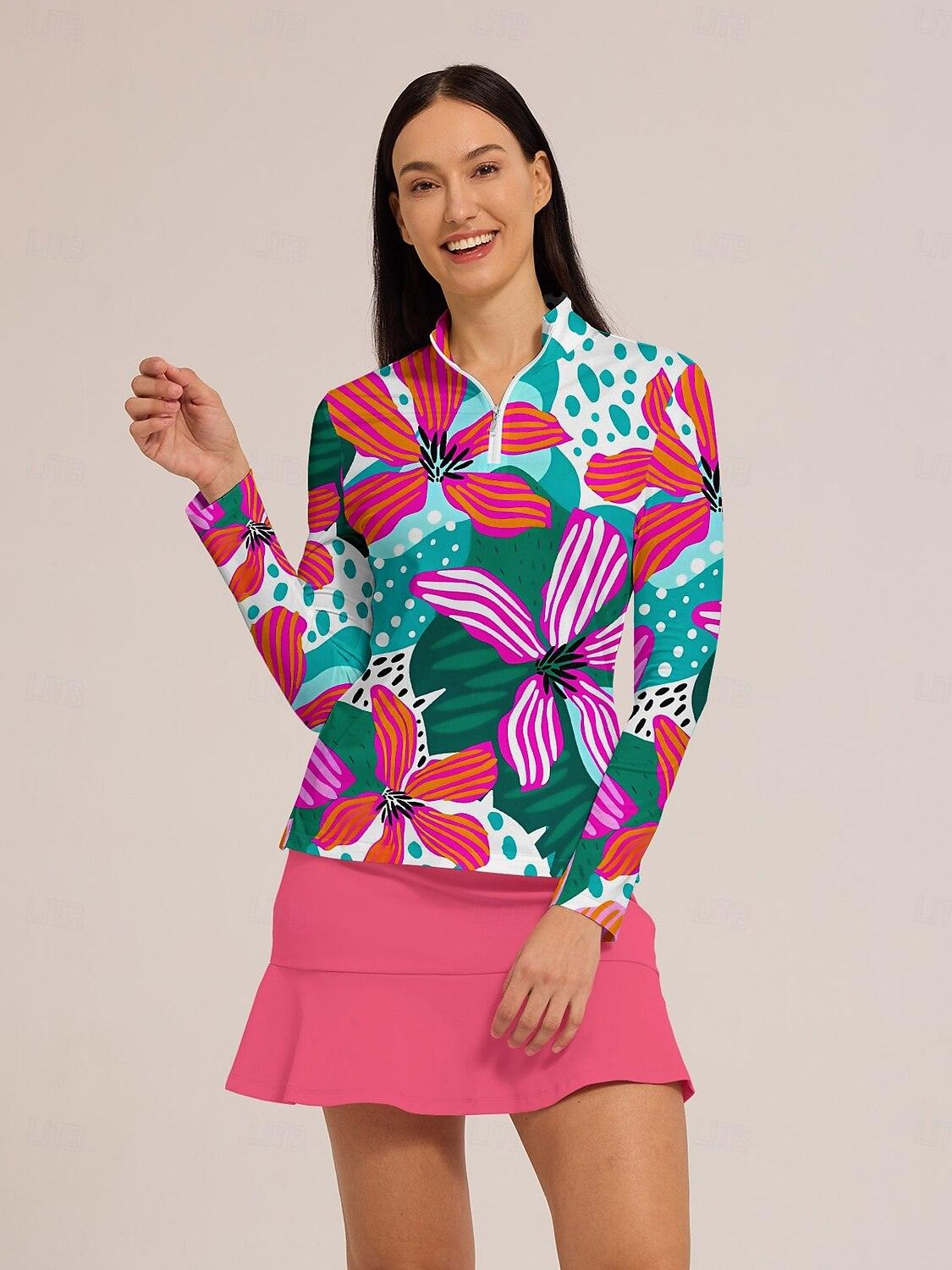 Hyped-up Tropical Golf Shirt Quarterzip UPF50+