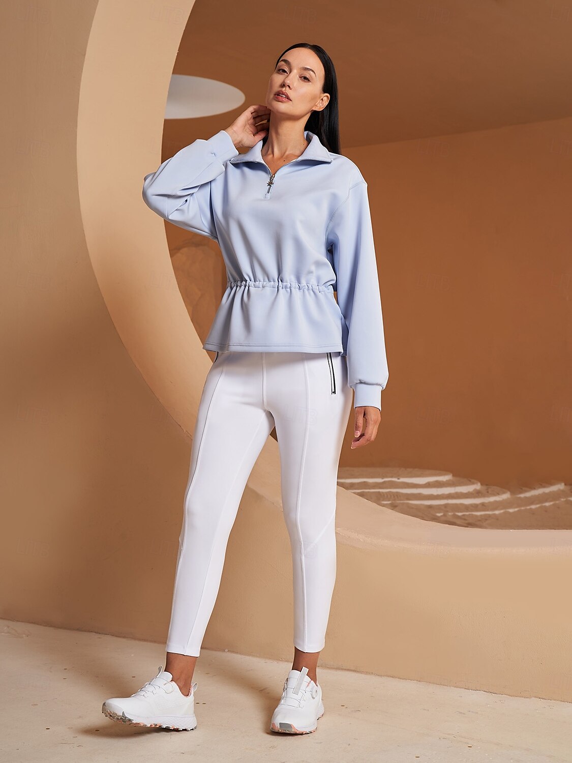 More Than Basic Ruffle Drawstring Waist Sweatshirt