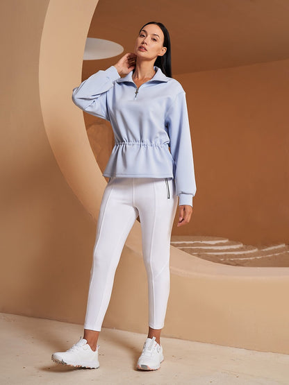 More Than Basic Ruffle Drawstring Waist Sweatshirt