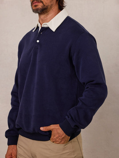 More Than Basic Men's Golf Button Up Collared Sweatshirt