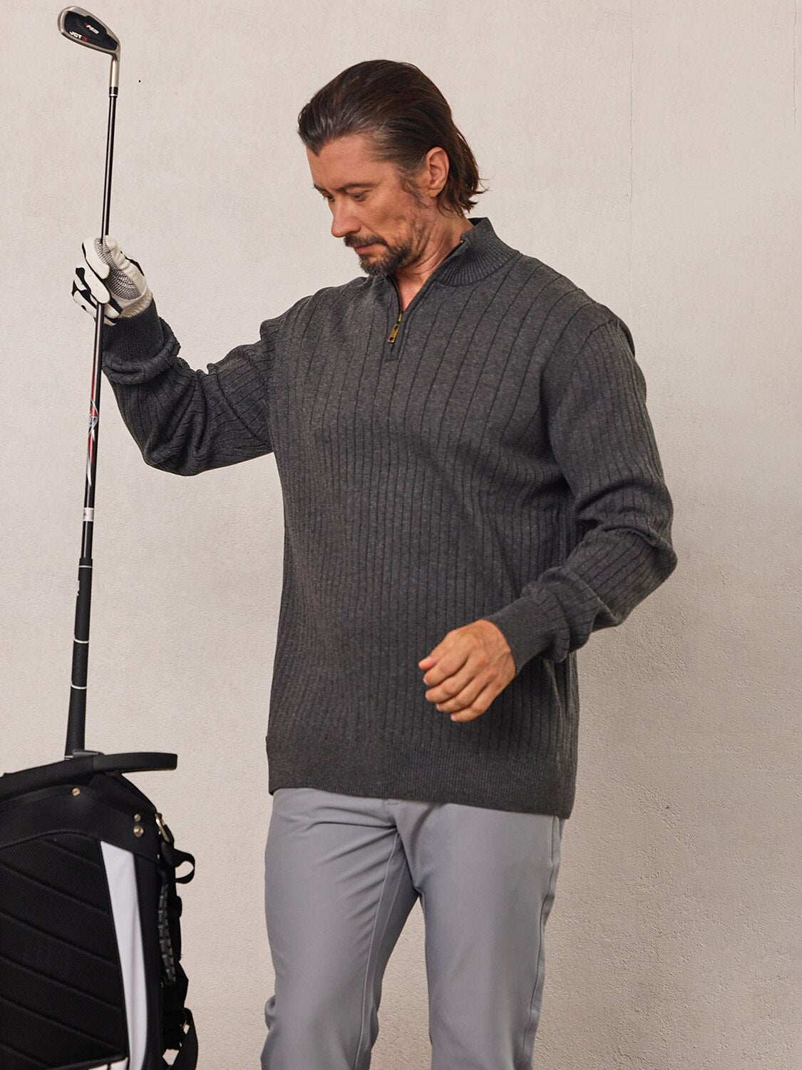 More Than Basic Men's Golf Quarter Zip Sweater