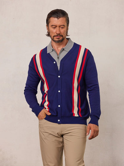 More Than Basic Men's Golf Knit Button Cardigan