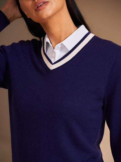 More Than Basic Merino Wool  V Neck Sweater