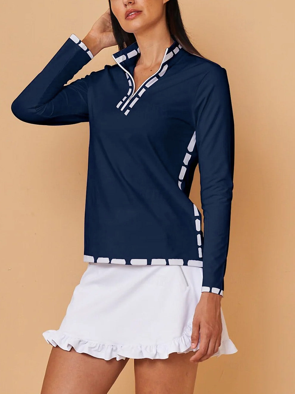 Playful Nautical Golf Shirt Quarterzip UPF50+