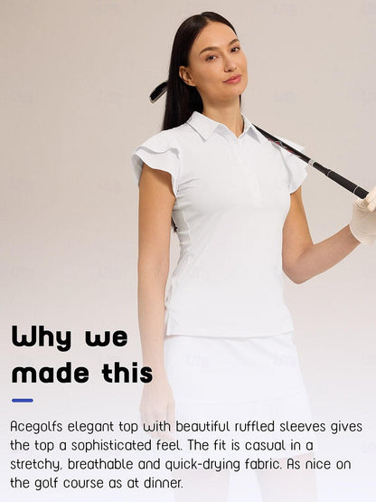 More Than Basic Ruffle Sleeve Polo Top UPF50+