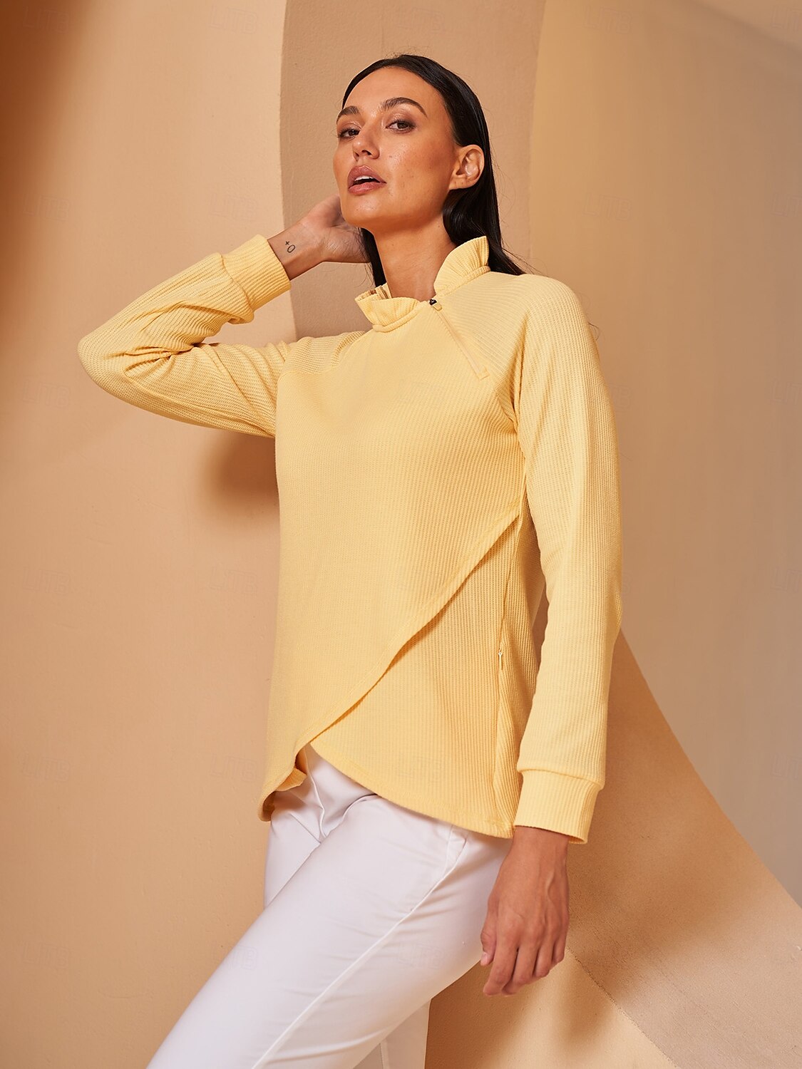 More Than Basic Ruffle Collar Sweatshirt