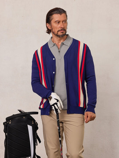 More Than Basic Men's Golf Knit Button Cardigan